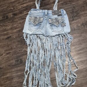 Miss Me Denim Fringe Mini Bag